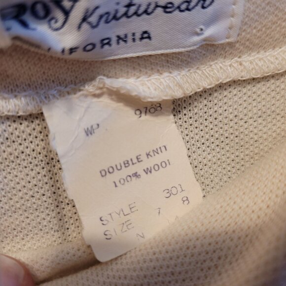 Vintage LeRoy Knitwear Off White A Line Skirt Doubleknit Wool Size 8 Pull On - Picture 4 of 6